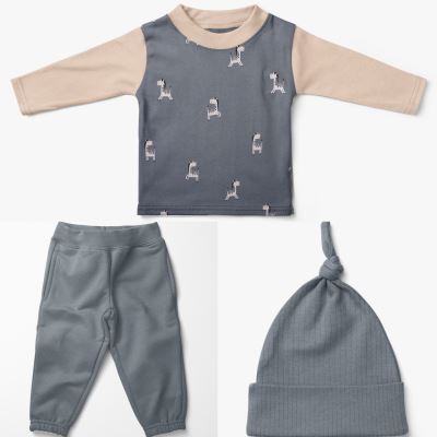 Rebrovaný úplet z kolekcie BABY šedomodrý 18497/006 (2)