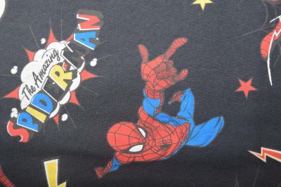 1 m bavlneného úpletu v šedej farbe s potlačou Spider-Man DS-KUP151