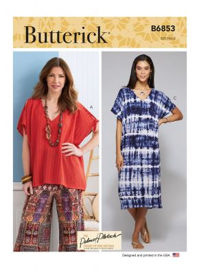 Strih Butterick na šatyaj tričko vo veľ. XSM-MED B6853-Y