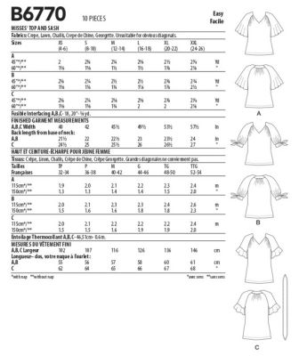 Strih Butterick na dámske tričko vo veľ. XS-XXL B6770-A (1)