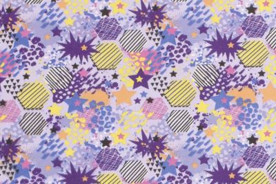 Teplákovina French Terry vo fialovej farbe s geometrickou potlačou 19634/042 (1)