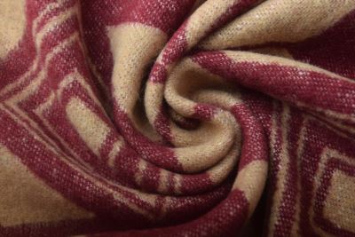 Kabátová látka v béžovej farbe so vzorom ornamentov DS-GL2086 (4)