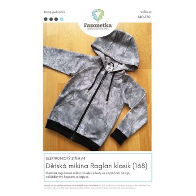Tlačený strih Fazonetka na detskú mikinu Raglan klasik vo veľ. 140-170 FA036 Tlačený strih Fazonetka na detskú mikinu Raglan klasik vo veľ. 140-170 FA036