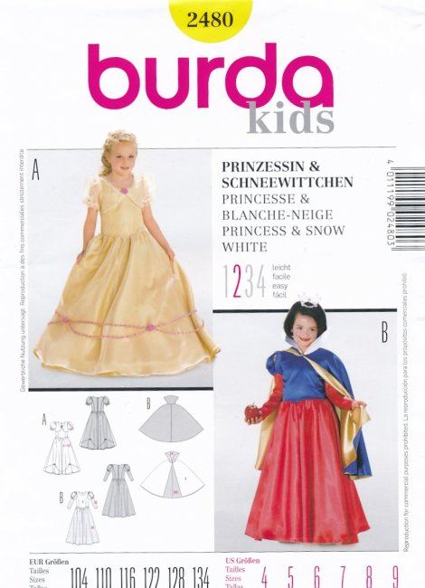 Strih na kostým princeznej a Snehulienky 2480