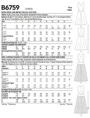 Strih Butterick na šaty vo veľ. 40-48 B6759-E5 (1)