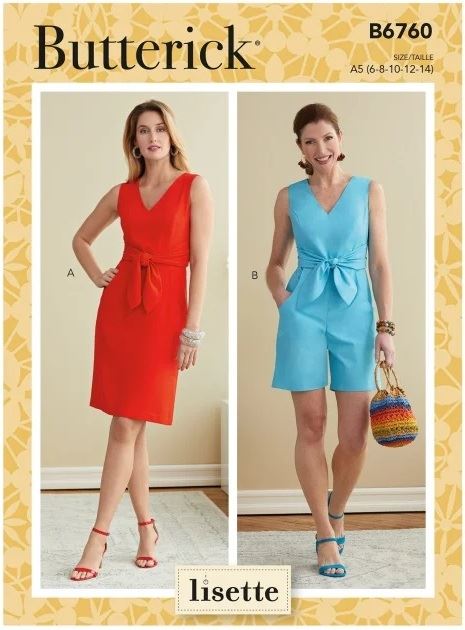 Strih Butterick na dámske šaty a overal vo veľ. 32-40 B6760-A5