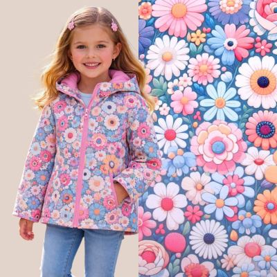 Softshell v petrolejovej farbe s digitálnou potlačou kvetín 24454/011