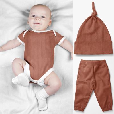 Rebrovaný úplet z kolekcie BABY tehlový 18497/014 (1)