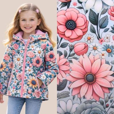 Softshell v mentolovej farbe s digitálnou potlačou kvetín 24455/021