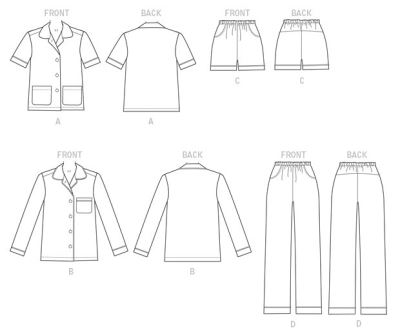 Strih Butterick na dámske pyžamo vo veľkosti 32-40 B6296-A5 (1)