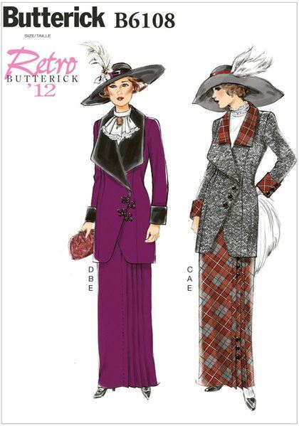 Strih Butterick na historický kostým vo veľkosti 42-50 B6108-E5