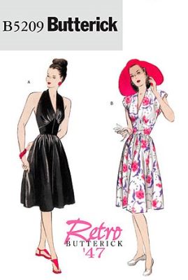 Strih Butterick na retro šaty vo veľ. 32-38 B5209-AA
