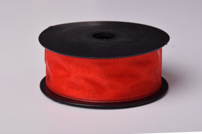 Organzová stuha v červenej farbe 4 cm 06008