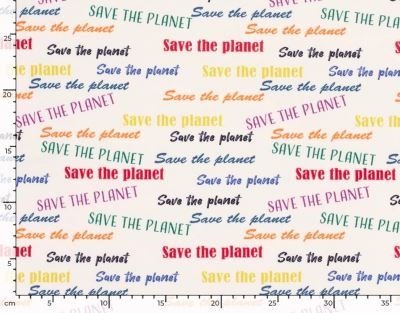 Teplákovina French Terry v smotanovej farbe s potlačou Save the planet 21869/051 (4)
