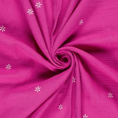 Mušelín vo fuchsiovej farbe s vyšitými kvetmi 25272/017 (4)