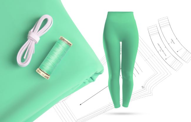 Set na šitie športových legín vo svetlo zelenej farbe SET43