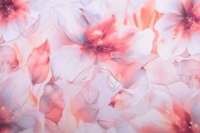 Umelý hodváb Silky s digitálnou potlačou veľkých kvetov SMT-MIO746B