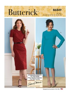 Strih Butterick na šaty vo veľ. 32-48 B6849-A